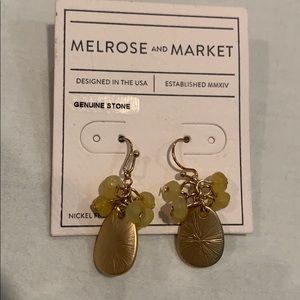 Genuine yellow stone droplet sunburst earrings